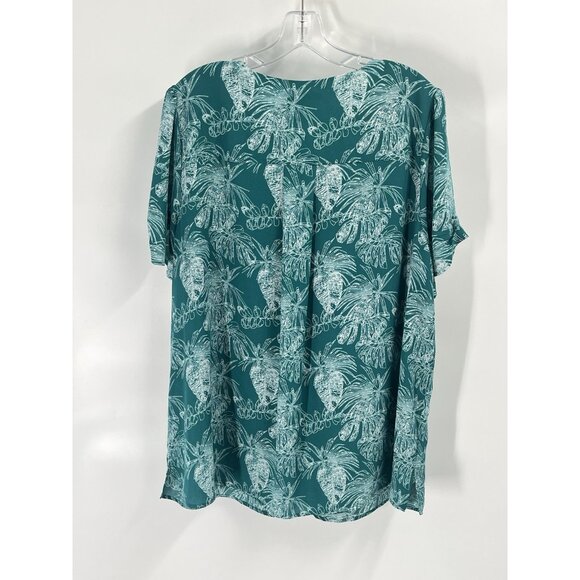 41 Hawthorn Green Tropical Short Sleeve Blouse Resort Short Sleeve Sz 2X - Picture 4 of 4